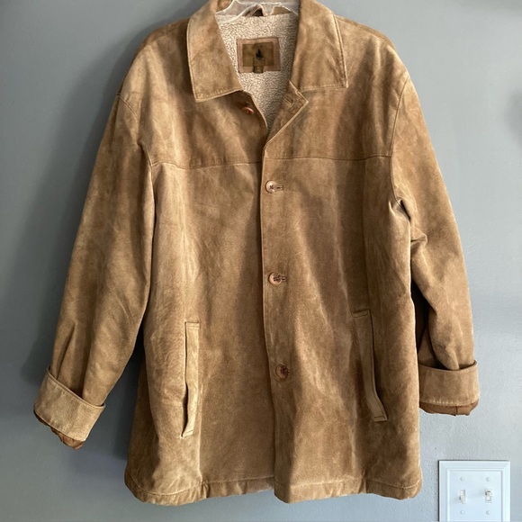 Tan Suede Sherpa Lined Barn Chore Coat - Picture 1 of 5